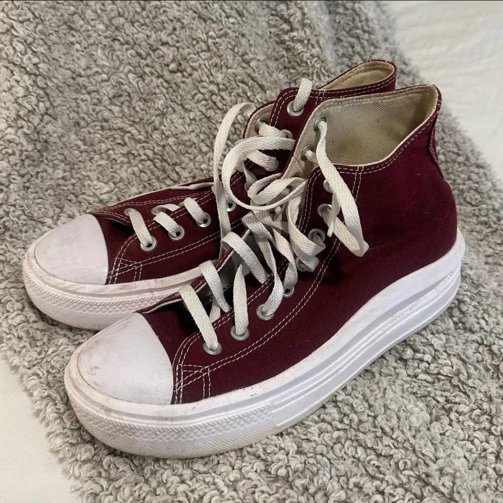 Converse Maroon High-Tops with White Accents